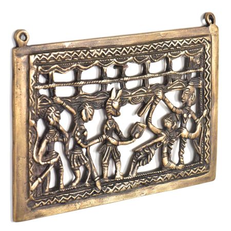 Bronze Tribal Art Wall Hanging Consisting of 5 Tribal People