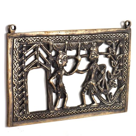 Bronze Tribal Wall Art Hanging With A Woman & Man Holding Woman Hand