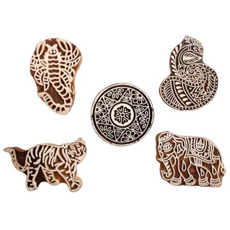 Set of 5 Piece New Mix Wooden Printing Block
