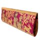 Pink Mythological Weave Pure Silk Baluchari Clutch Bag