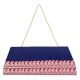 Navy Blue Pink Border Dhokra Sling Clutch Bag