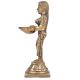Lady Holding Diya In Her Hands And 2 Birds On Each Shoulder Bronze Figurine