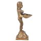 Lady Holding Diya In Her Hands And 2 Birds On Each Shoulder Bronze Figurine