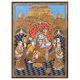 Tanjore Painting of Krishna With  Bama and Rukmani With Frame
