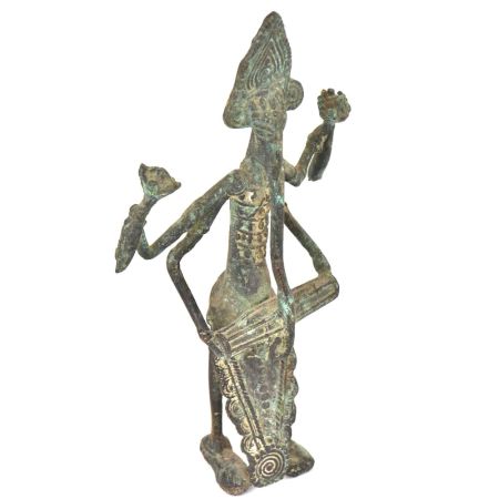 Bronze Tribal Ganesha Playing Dholak Figurine