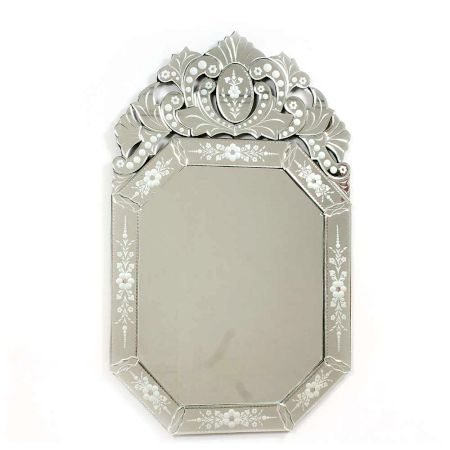 Octagonal Venetian Wall Mirror with Etched Glass Frame