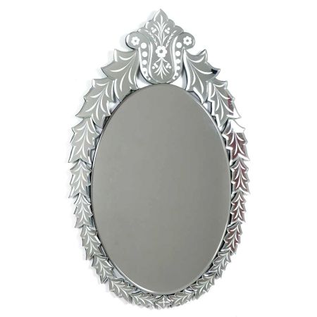 Oval Leafy Design Decorative Mirror