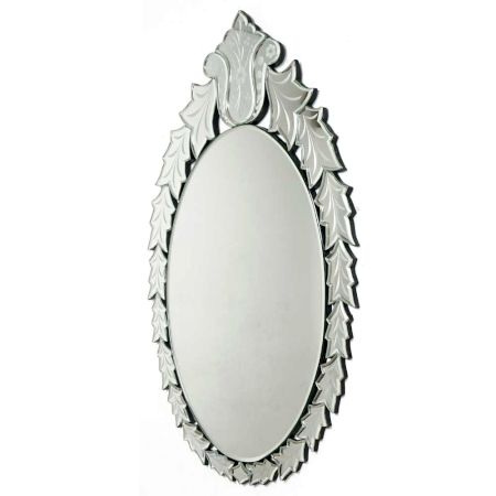 Oval Leafy Design Decorative Mirror