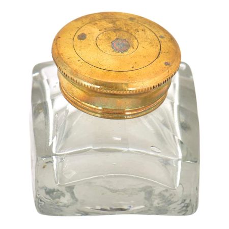 Vintage Clear Glass Rectangular Ink Pot