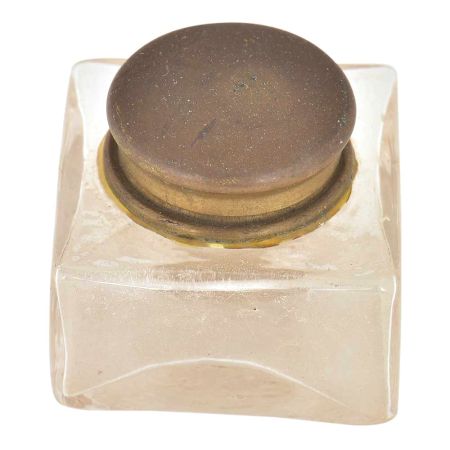 Vintage Glass Clear Rectangular Ink Pot