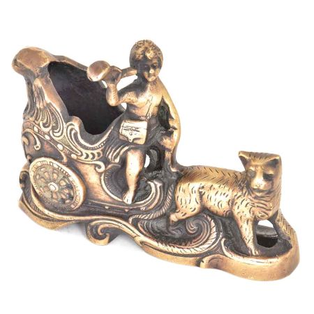 Brass Big Cat Drawn Penstand