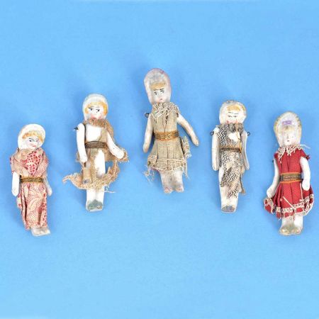 Old Handmade Porcelain Girls Figurines Set Of 5