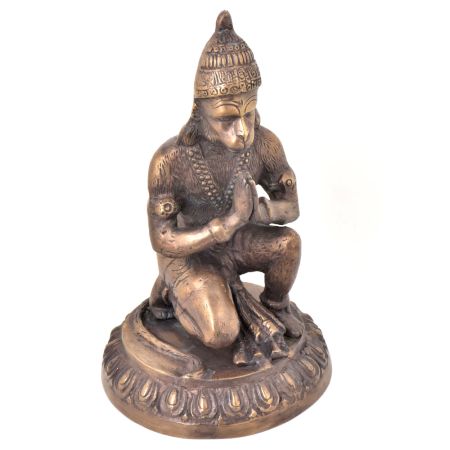 Brass Kneeling Hanuman Statue