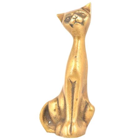 Brass Cat In Sitting Postion
