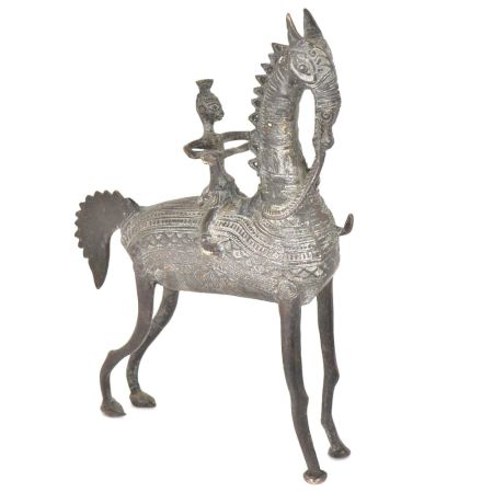 Brass Tribal Horse With A Rider On