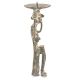 Bronze Tribal Candle Holder Lady Sitting On Raised Platform