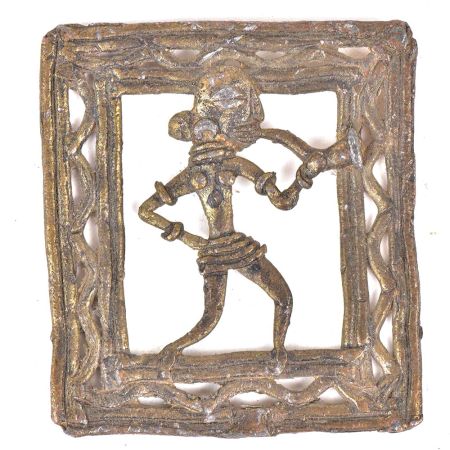 Brass Rustic Dhokra Wall Art Hanging Tribal Lady Playing Saxophone