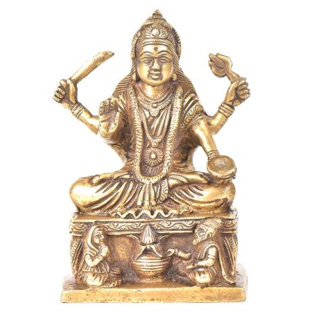 Brass Goddess Sarswati Sitting On A Raised Platform