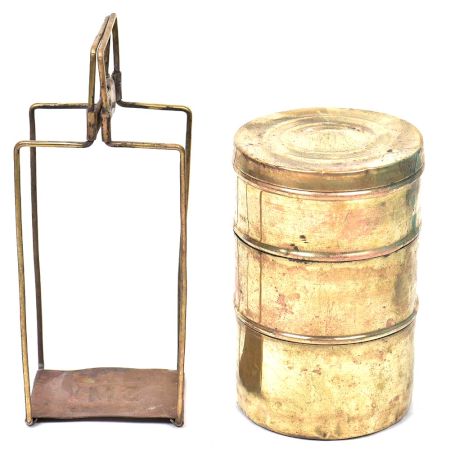Brass 3 Tier Lunch Box Staight Tiffin Box