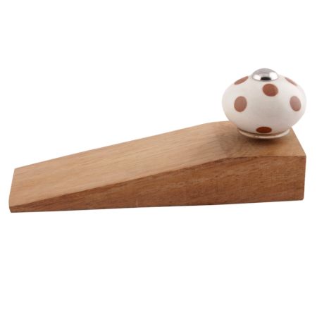 Brown Dotted Ceramic Floral Door Stopper
