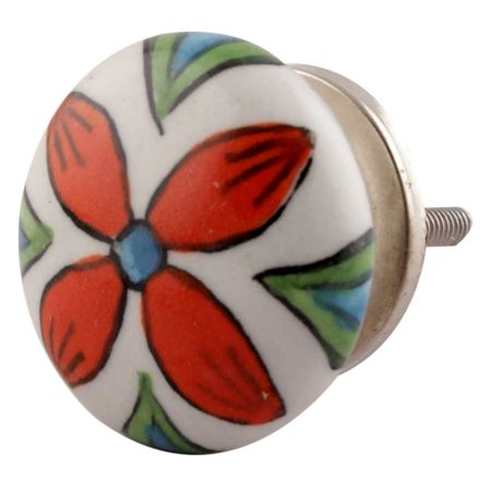 Orange Leaf Floral Knob
