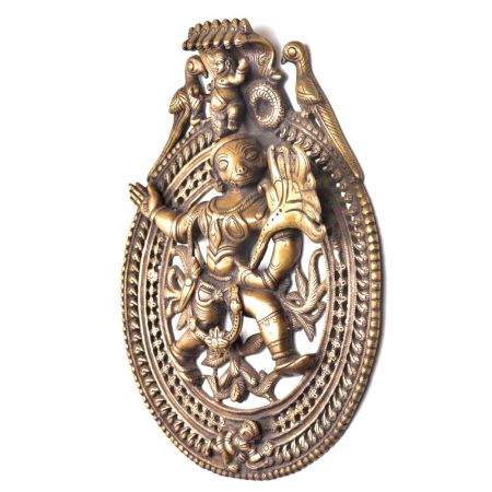 Brass Hanuman under Sheshnag Wall Hanging