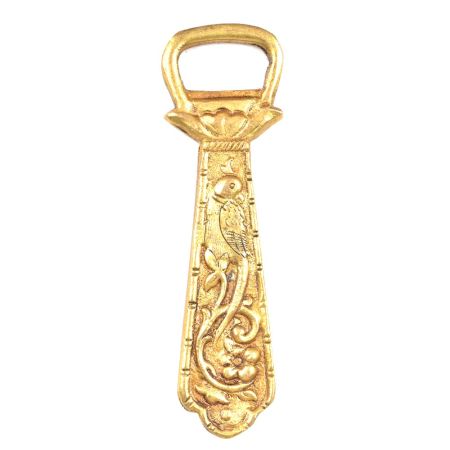 Brass Bottle Opener With Parrot & Flowers Engraved