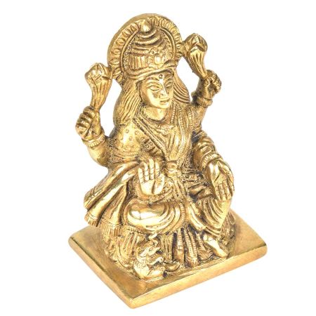 Brass Gaja Lakshmi Sitting On A Lotus