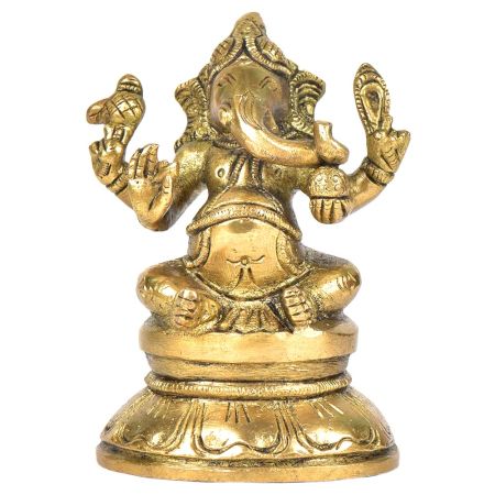 Brass Ganesha Sitting On A Raised Platform
