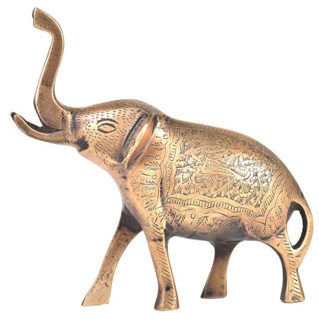 Vintage Brass Elephant Figurine With Raised Trunk