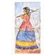 Hand Painted Ceramic tile of a Village Girl carryng a Bird 