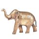 Brass Floral Engraved Elephant Raised Trunk Statue