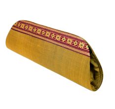 Beige Color Handloom Silk Clutch Bag with Baluchari Motif Weave