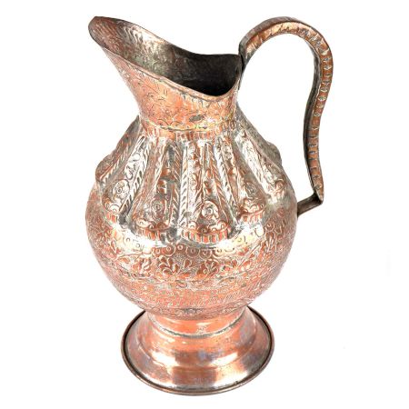 Traditional Repousse Copper Water Pitcher Jug