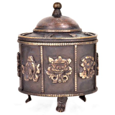 Vintage Embossed Brass Lidded Trinket Small Box