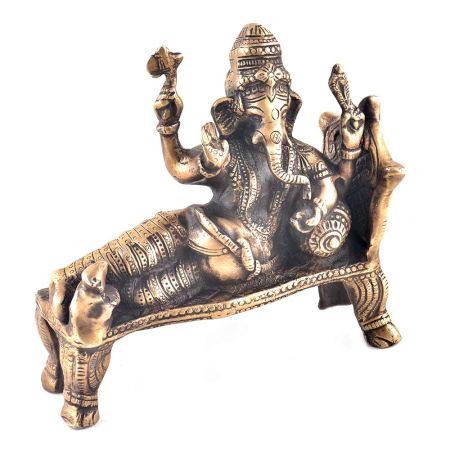 Brass Idol Resting Ganpati Figurine