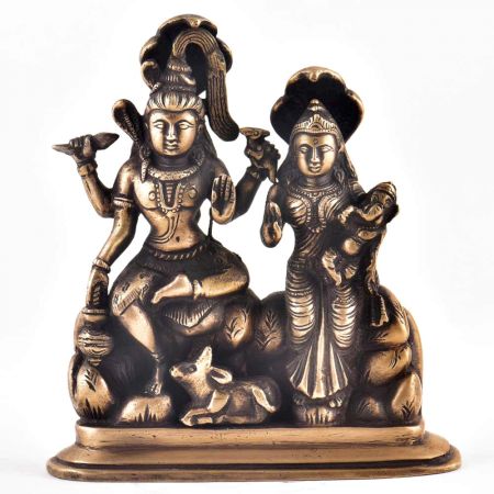 Vintage Brass Shiva Family Statue
