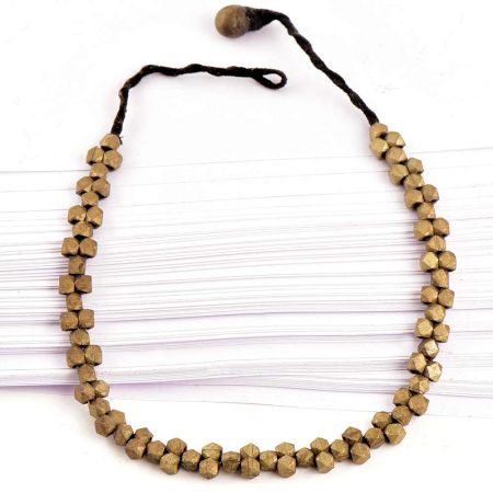 Vintage Brass Beaded Necklace