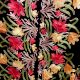 Black Semi Pashmina Stole With Red and Yellow Flower Embroidered Border