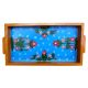 Blue Floral Design Wooden Tray