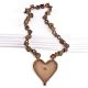 Tribal Brass Heart Pendant Long Necklace