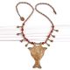 Brass Mask Pendant on Brass Red Bead Necklace