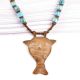 Tribal Brass Mask with Blue Beads Necklace