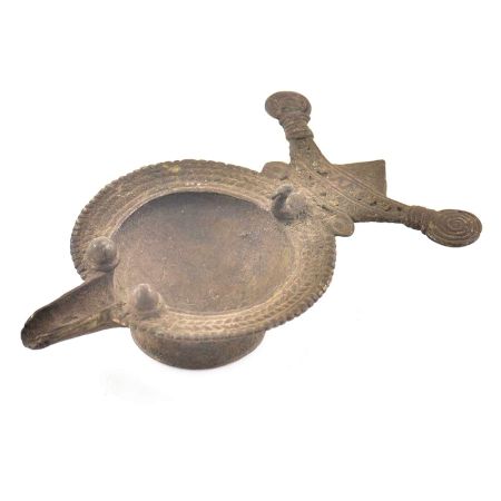 Vintage Hand Carved Unique Brass Oil Lamp