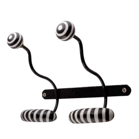 Hat And Coat Striped Ceramic Hooks