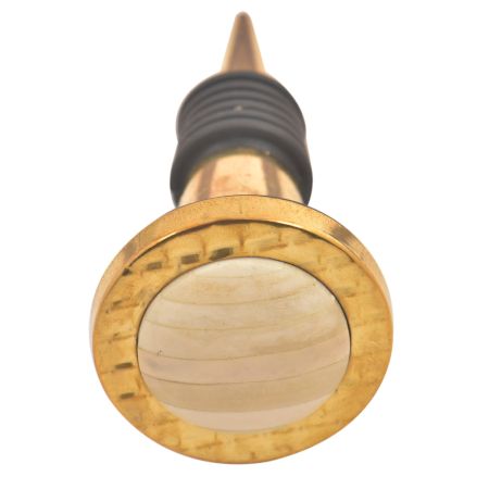 Round Cream Metal And Bone Wine Stopper