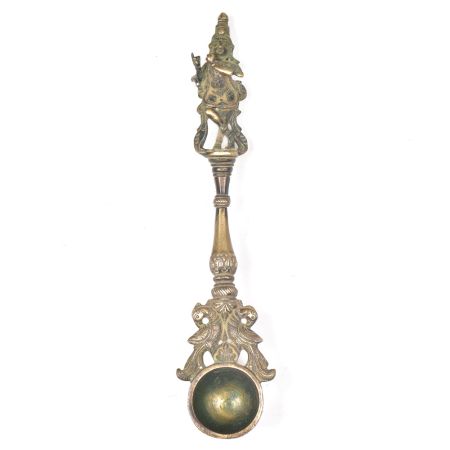 Brass Krishna Figurine Havan Spoon