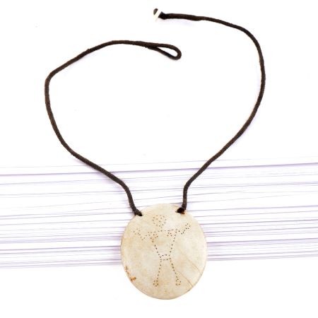 Single Engraved Figure Pendant With Black Cord