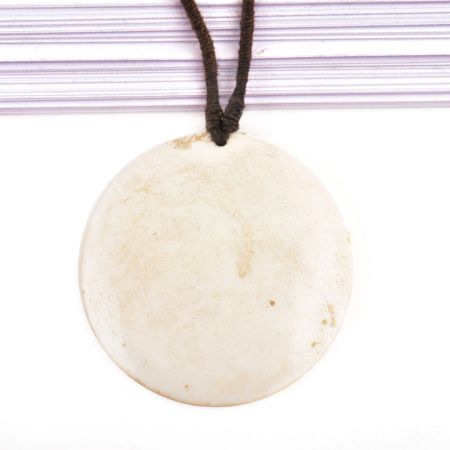 White Sea Shell Pendant Necklace With Black Cord