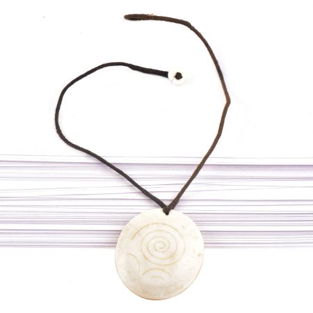Spiral Design Sea shell Pendant With Black Cord